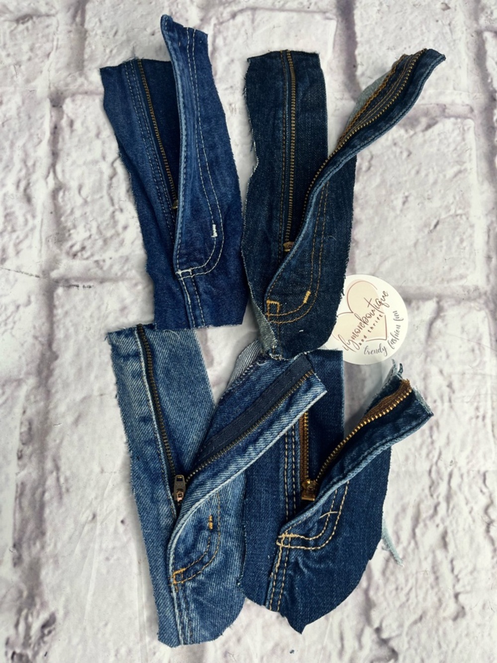 Jean zippers with buttons pack of 4 multi mixed colors reclaimed denim - Picture 4 of 5